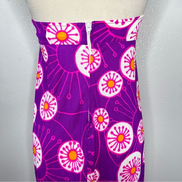 VINTAGE 1970s Slip Dress Psychedelic Maxi Purple Halter Printed Nightgown - Picture 10 of 13